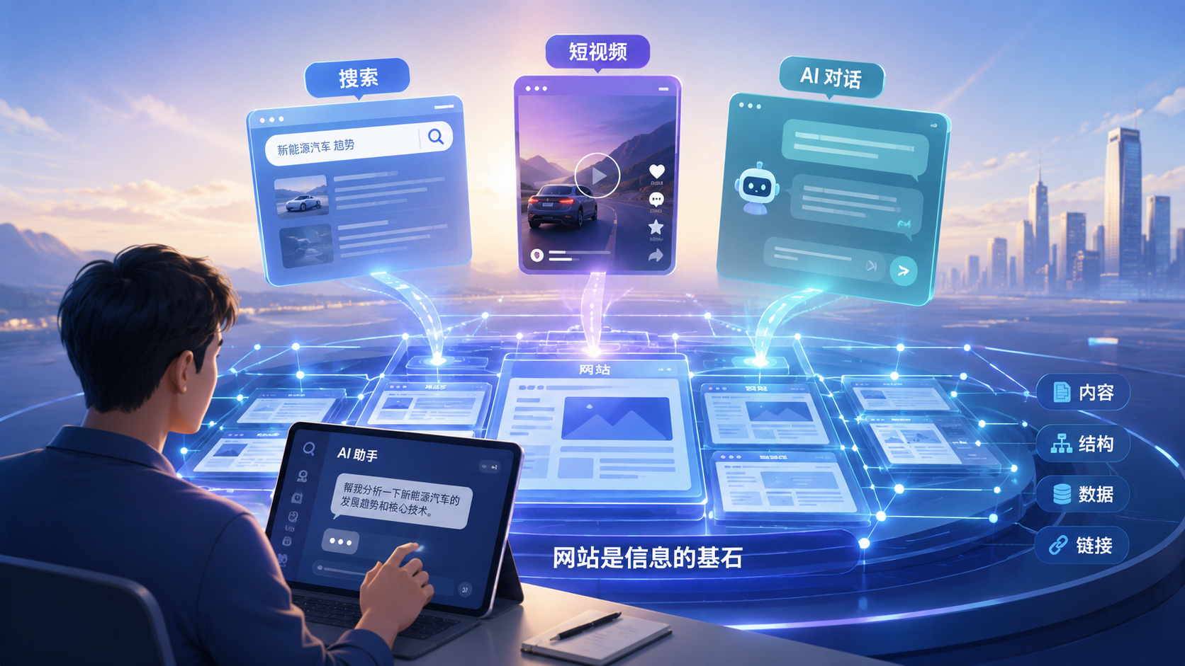 网站成为 AI 时代信息底座示意图